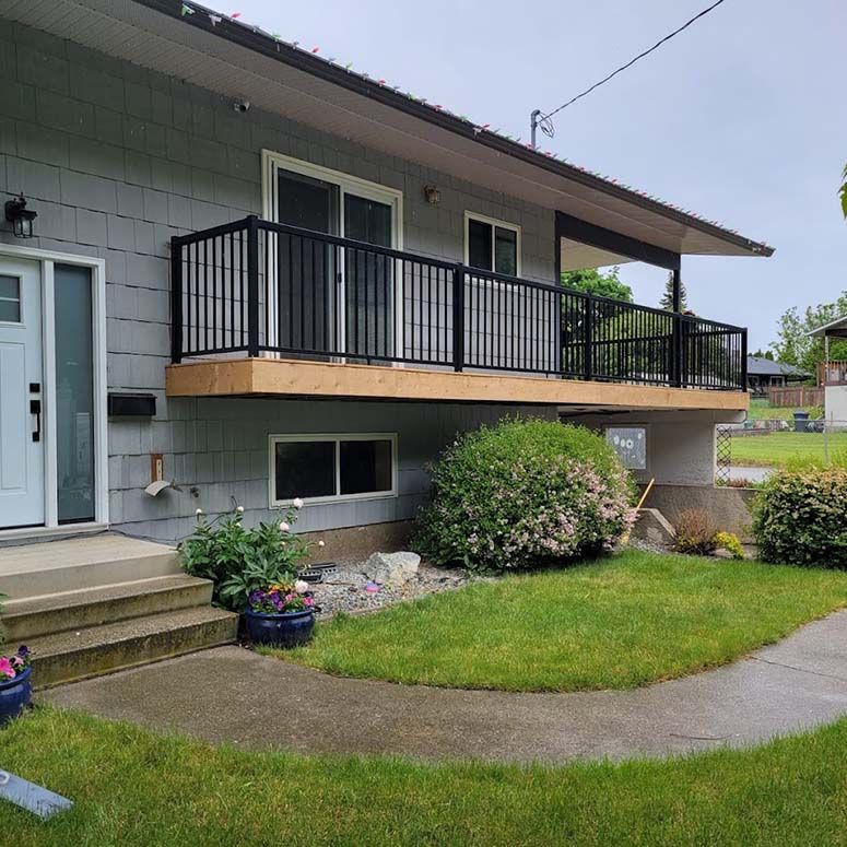 House with new deck and railing